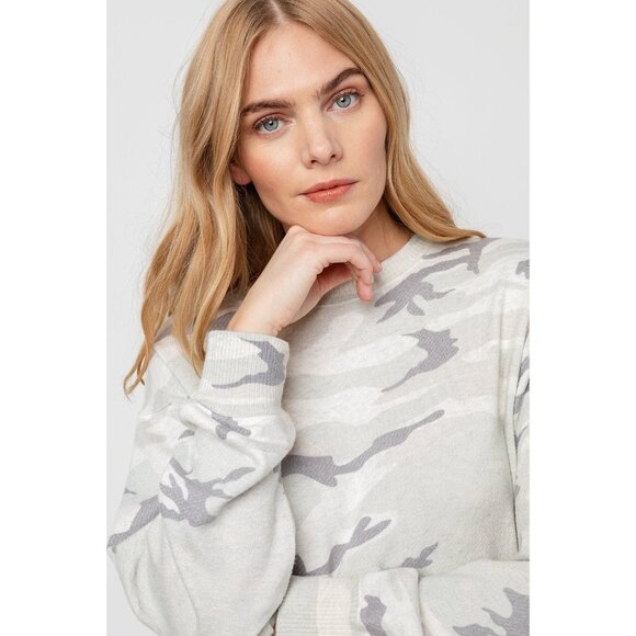 Rails Ramona Stone Camo Grey White Pullover Soft Sweatshirt Size Medium Womens - Picture 2 of 13